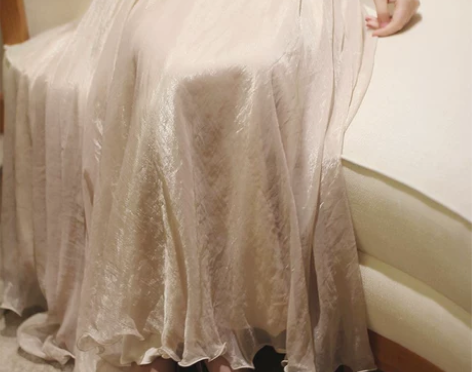 超仙金丝雪纺半身裙女秋冬仙女飘逸白色伞裙a...