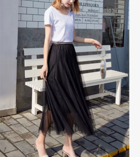 女士半身裙春夏秋冬女2022新款中长款黑色...