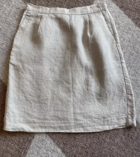 Muji 无印良品，米色亚麻色一步裙，16...