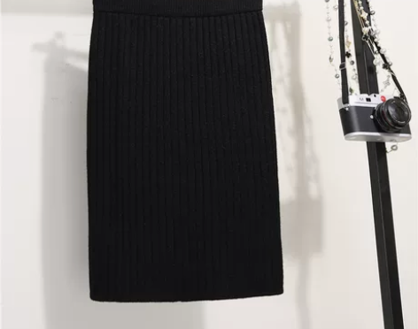 中长款针织半身裙一步裙包臀裙女秋冬季高腰长...