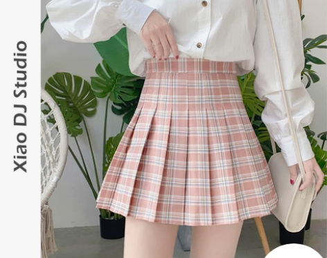 【现货】百褶裙短裙女夏格子2020高腰a字...