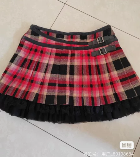 法妮格子羊毛百褶裙 155码 2尺1内可以...