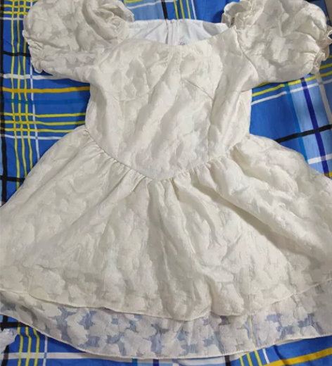 夏季新款提花娃娃裙泡泡袖公主茶歇裙蓬蓬连衣...