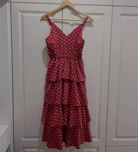 小清新温柔风吊带蛋糕裙女夏文艺森系长裙 丁...