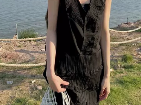 背带雪纺连衣裙夏季韩版2022新款气质系带...