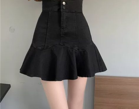 鱼尾裙大码超高腰包臀牛仔裙设计感半身裙夏季...