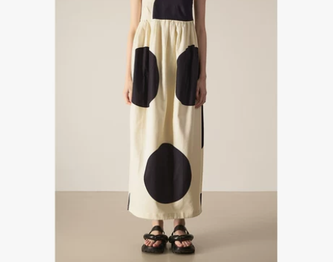 LAN VIVIER 艺术几何大波点裹胸连...