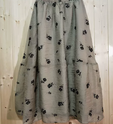 品牌单法式优雅天丝植绒玫瑰花温柔气质松紧腰...