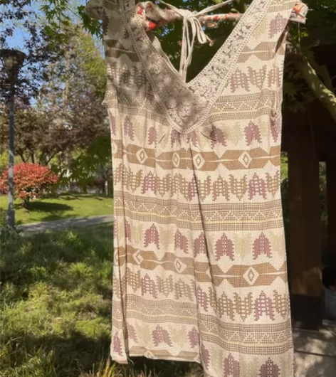 vintage 文艺古着民族风背心 前后立...