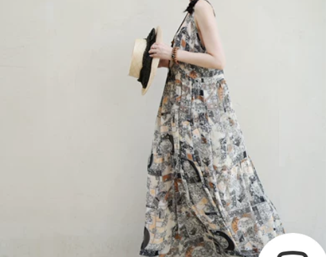 为止/2022 原创设计文艺度假风雪纺吊带...