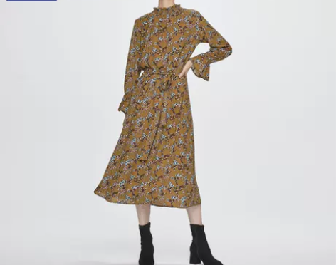 GU 女装 印花中长连衣裙 GU L码  ...