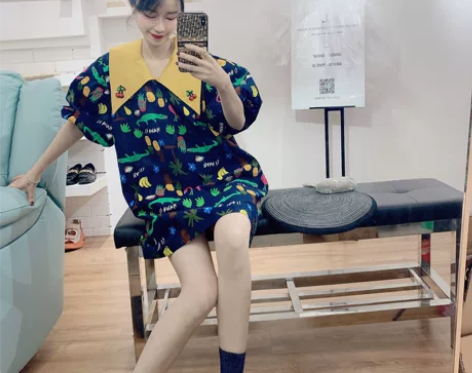 碎花连衣裙可爱甜美夏季翻领减龄裙子小清新度...