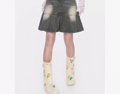 化学少女「旷野风琴」复古牛仔百褶短裙夏季辣...