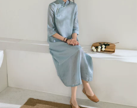 莎韵诗2022春夏新品文艺民族风改良旗袍连...