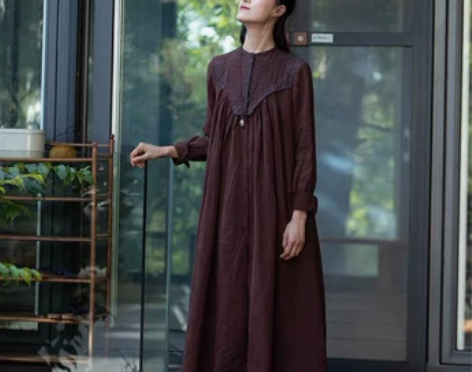 牧衣游原创设计女装民族风宽松连衣裙【贴布绣...