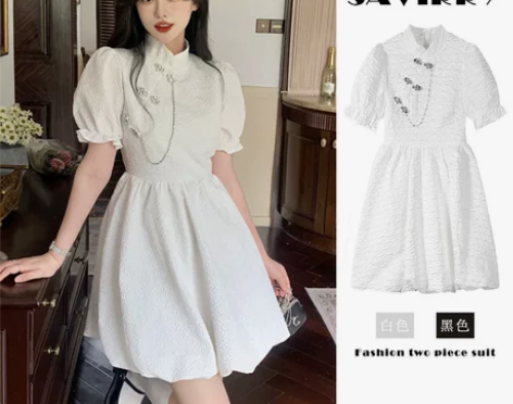 夏季新款女装微胖mm甜辣新中式改良旗袍国潮...