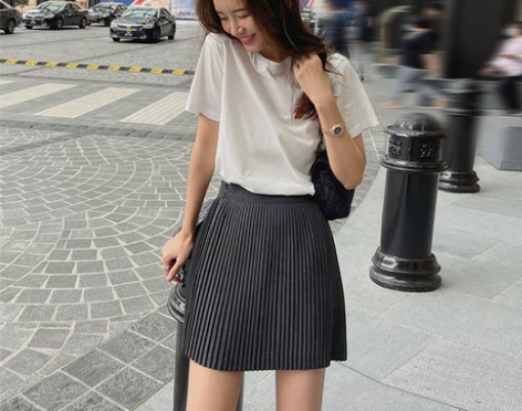 高腰百褶裙夏季新款短裙a字裙学院风半身裙 ...