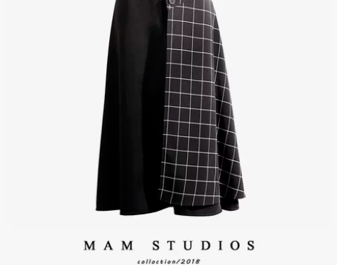 ?港味半身裙个性复古格子拼接可拆设计撞色口...