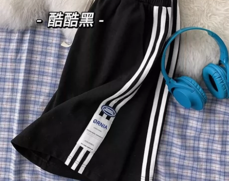 ins潮夏季新款薄款休闲中裤子男宽松学生运...