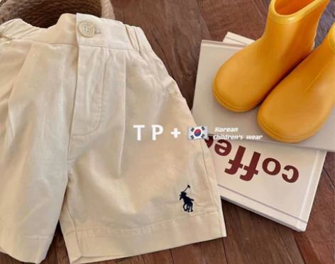 甜妈儿童短裤2022夏新款男女童刺绣棉布休...