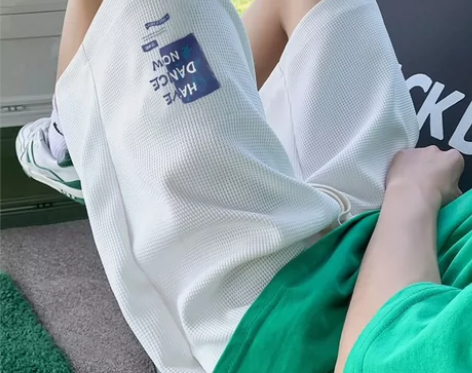 华夫格重磅短裤男夏季高级感宽松学生运动冰丝...