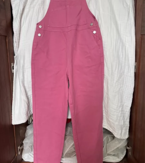 【Dekashell迪卡轩】海棠粉牛仔背带...