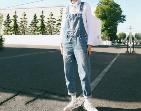 然与纯牛仔背带裤女减龄长裤宽松学生休闲韩版...