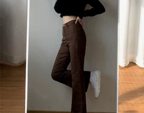 微胖mm炸街裤子大码修容裤牛仔喇叭裤女高腰...