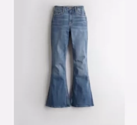 hollister高腰喇叭裤0R  我穿太...