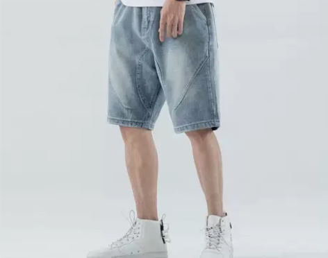 夏季牛仔短裤男宽松大码薄款五分裤韩版潮流休...