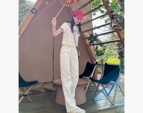 徐璐LUFF+LOVE++白色牛仔裤女20...