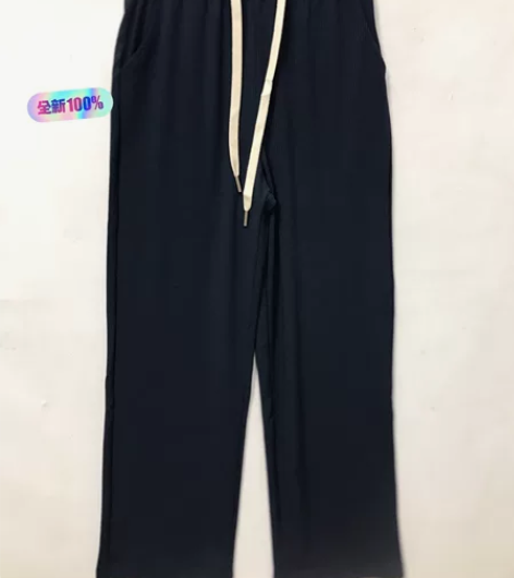 IHIMI 【坑条高腰阔腿拖地裤】春季显瘦...