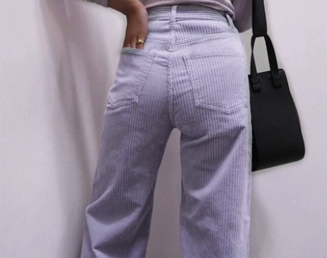 ?灯芯绒高腰阔腿裤女春夏INS新款宽松显瘦...