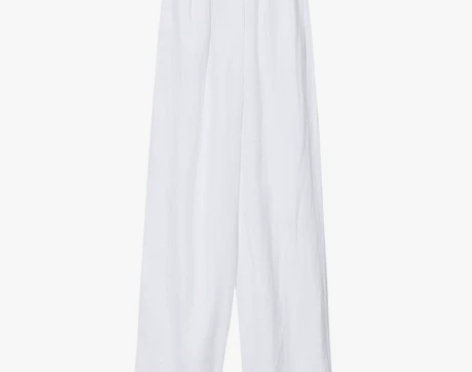 索维格棉麻阔腿裤女夏季薄款高腰垂感白色防蚊...