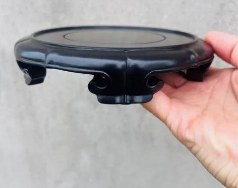 红木茶壶摆件玉器底座 紫光檀整木雕制 无拼...