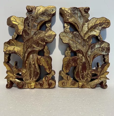 清. 浙江木雕鎏金工艺寓意吉祥品相见图.尺...