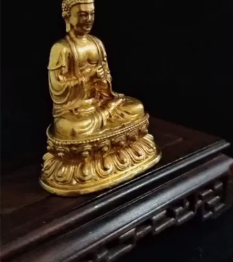 铜鎏金大日如来佛 鎏金厚重 工艺精美 面相...