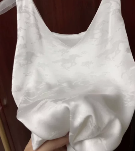 清仓  小马提花醋酸真丝无袖吊带背心女士夏...