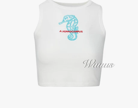 Wuuus【一只小海马】刺绣海马白色华夫格...