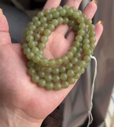 和田玉新疆料青梅色108佛珠多圈 8mm圆...