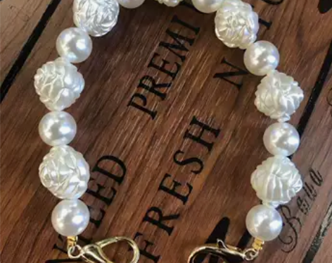 撩萌兔玫瑰花珍珠挂链手机壳挂绳适用于苹果1...