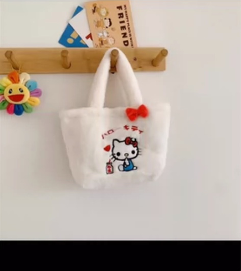 毛绒手提包便当包草莓熊日系软妹卡通可爱少女...