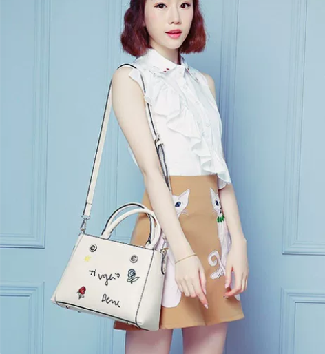 女士单肩斜挎手提包白色多功能，刺绣女包，可...