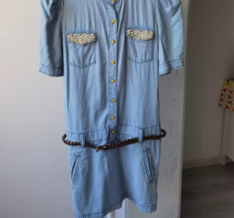 拉夏贝尔牛仔蓬蓬袖连衣裙，160码，买来洗...