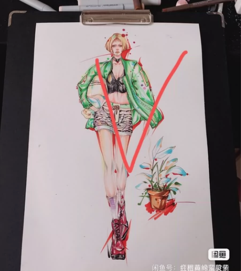 服装设计效果图手绘代画  有质量效果图（只...