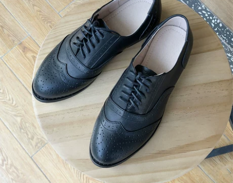 英伦布洛克复古鞋女单鞋平跟手工定制橡胶底情...