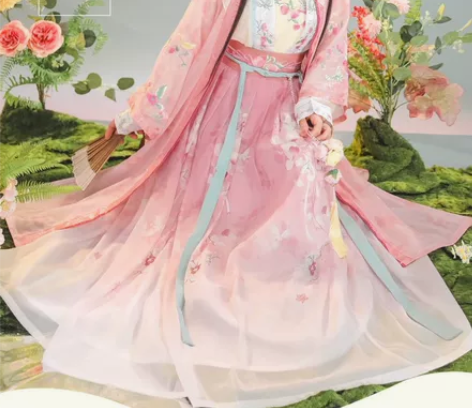 裳云兮(桃夭)原创汉服女宋制齐腰褶裙长干寺...