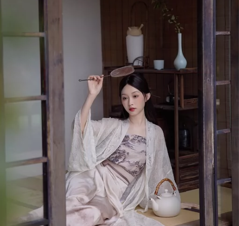 七月夕原创汉服 染尽山色 印花吊带绣花合领...