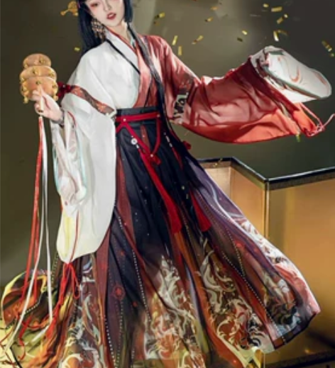 昭华赋-舞清姬晋制交领齐腰襦裙中国风印花C...