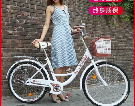自行车女式成年普通通勤单车城市复古上班轻便...
